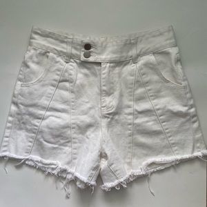 Vestique White Distressed High Waisted Shorts Size Medium
